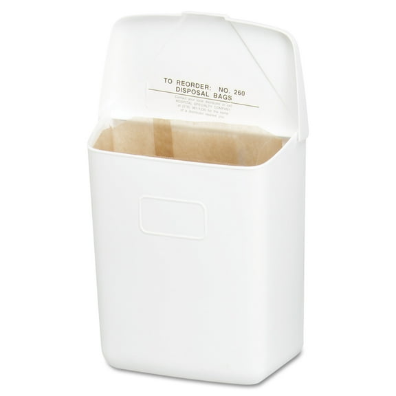 Wall Mount Sanitary Napkin Receptacle-Abs, Ppc Plastic, 1 Gal, White | Bundle of 5 Each