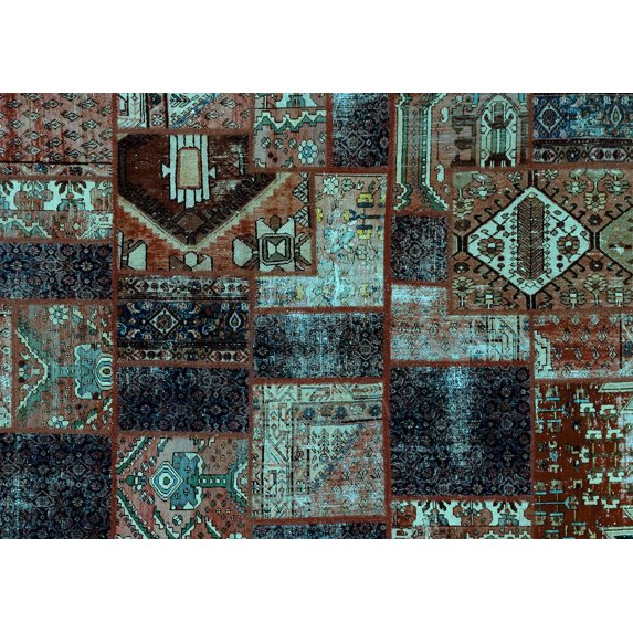 Ahgly Company Indoor Rectangle Patchwork Light Blue Transitional Area Rugs, 2' x 3'