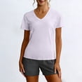 thumbnail image 6 of hoksml Women's V-Neck Short Sleeve Workout Shirt with Breathable Mesh Panels, Quick Dry Athletic Top for Running Yoga Gym, 6 of 6