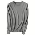 thumbnail image 6 of LISTHA Women's Sweaters Knit Cotton Crewneck Long Sleeve Pullover Basic Casual Shirts Loose Winter Tops Light Gray 3XL, 6 of 6