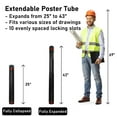 thumbnail image 4 of 4Pack Telescoping Poster Tube Extendable from 25” to 43” for Carry Documents, Blueprints, Drawings and Art | Black Portable Durable Round Storage Cases, 4 of 8