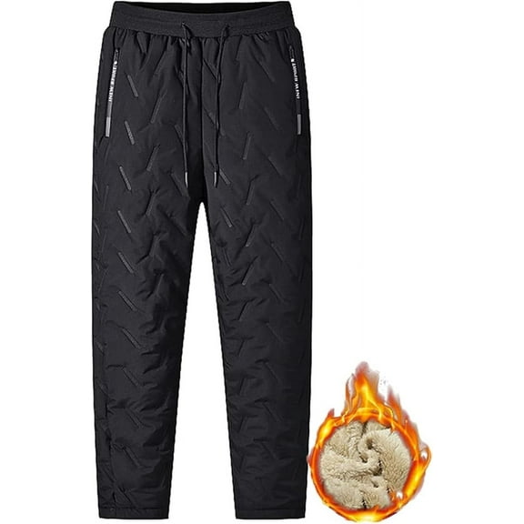 Unisex Fleece-Lined Waterproof Pants - Active Warm Winter Joggers with Waterproof Zipper Pockets for Outdoor Activities