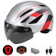 thumbnail image 1 of Casque de Vélo Casque de Moto avec Rétroéclairage Rechargeable Étanche Visière Magnétique Détachable Protection UV Unisexe, 1 of 8