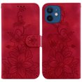 thumbnail image 2 of Compatible with iPhone 12 Mini Embossed Lily Wallet Case with Card Holder PU Leather Flip Cover, 2 of 5