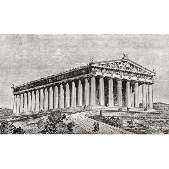 Exterior of The Parthenon At Athens - Greece As It Would Have Appeared In Ancient Times From The Book Harmsworth History of The World Published 1908 Poster Print - 19 x 11