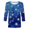 thumbnail image 4 of FDGIU Women's 3/4 Sleeve Christmas Tunic - Xmas Tree Glitter Print Crewneck Blouse, Cute Holiday Gift Tees, 4 of 5