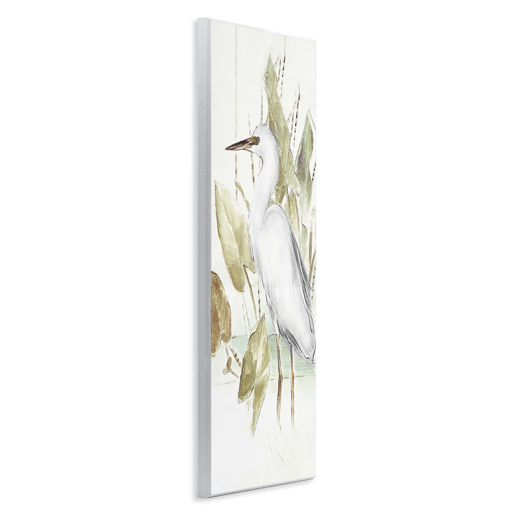 Stupell Industries Egret in Lake Drawing Animals & Insects Drawing Unframed Art Print Wall Art, 7 x 17