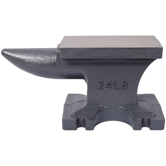 24LB Cast Iron Anvil with Single Horn, Heavy Duty Blacksmith Anvil for Metal Bending & Shaping, Gray
