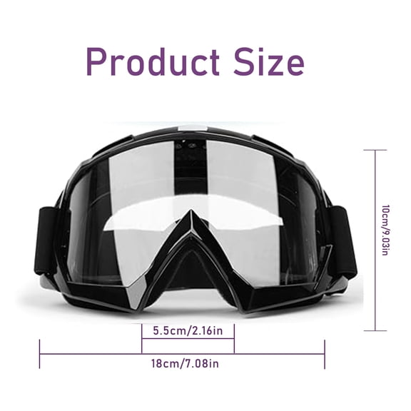 Windproof Motorcycle Goggles, Anti-Scratch Dustproof Ski Goggles with Adjustable Elastic Strap, Over Glasses Racing & Off-Road Riding Goggles for Motorcycle, Cycling
