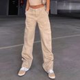 thumbnail image 4 of BRDFRL Cargo Pants for Women High Waisted Casual Pants Baggy Wide Leg Trousers Y2K Streetwear with 6 Pockets Khaki M, 4 of 7