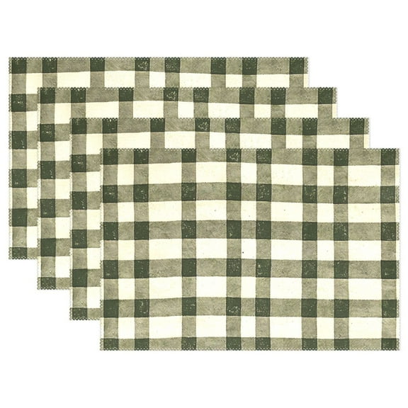 Ryvnso Placemats Set of 4 Retro Checkered Grid Dining Mats Heat-Resistant Non-Slip Washable Table Mat