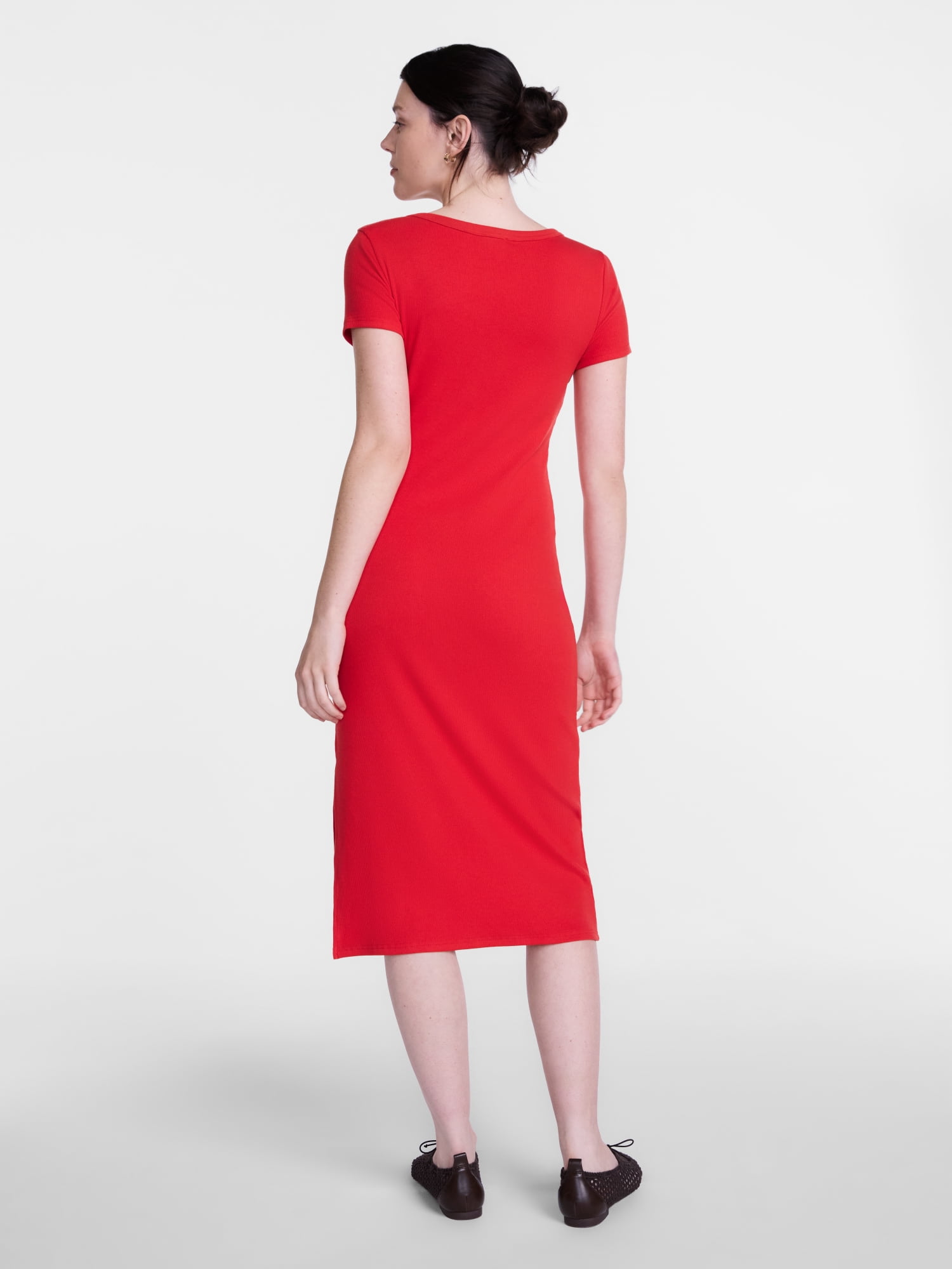 Scenario Women's Scoop Rib Midi Dress, Sizes XS-XXXL