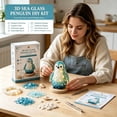 thumbnail image 6 of DIY Sea Glass Art Kit, Light Up Craft Kit with Sea Glass, Shells & Pearl Accents, Coastal Ocean Inspired Mosaic Art Decoration, Creative Handmade Gift for Adults (Penguin), 6 of 7