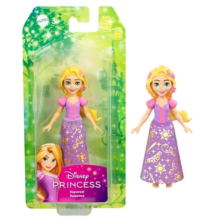 Disney Princess Rapunzel Posable Small Doll in Shiny Outfit with Removable Skirt, Inspired by Movie