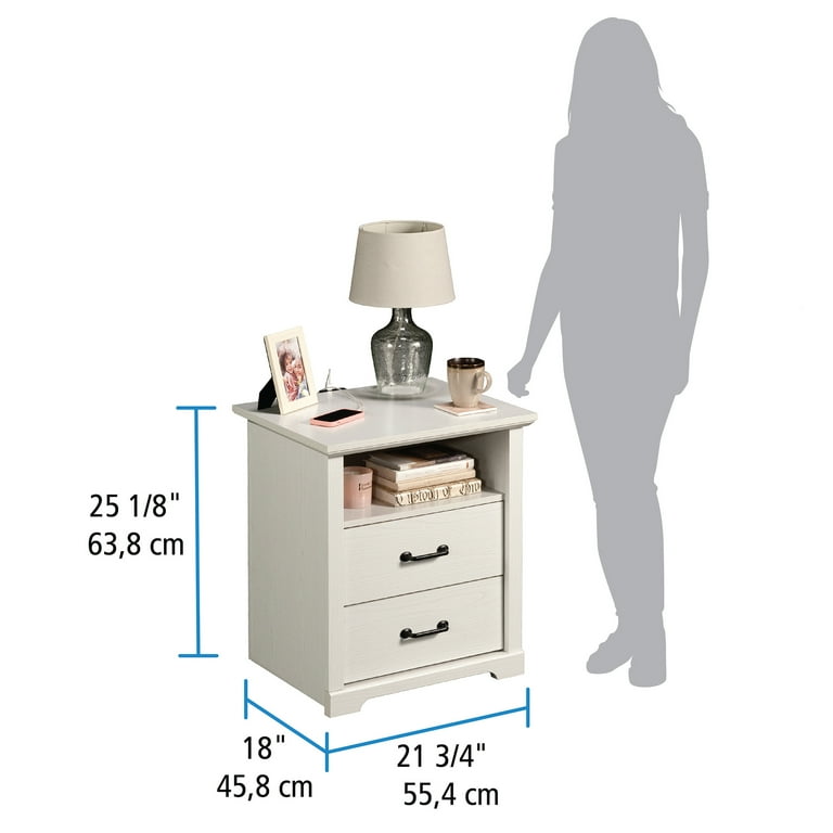 Mainstays Harrington 2-Drawer Nightstand, White photo 3