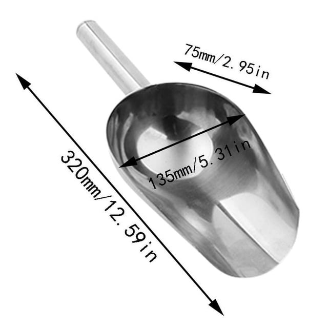 CRCMURE Tableware Ice Scoop, Ice Scoop For Multi-Purpose Use,Stainless Steel Metal Food Scoop Kitchen Restaurant Bar Party Wedding Ice Machine Heavy Duty, Silver