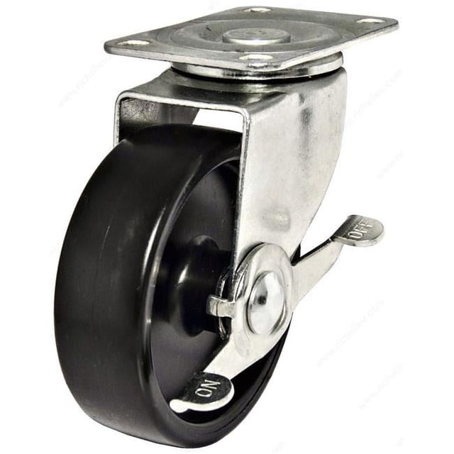 Swivel Plate Caster, Side Brake, Polypropylene Wheel, 3 In. - F25234