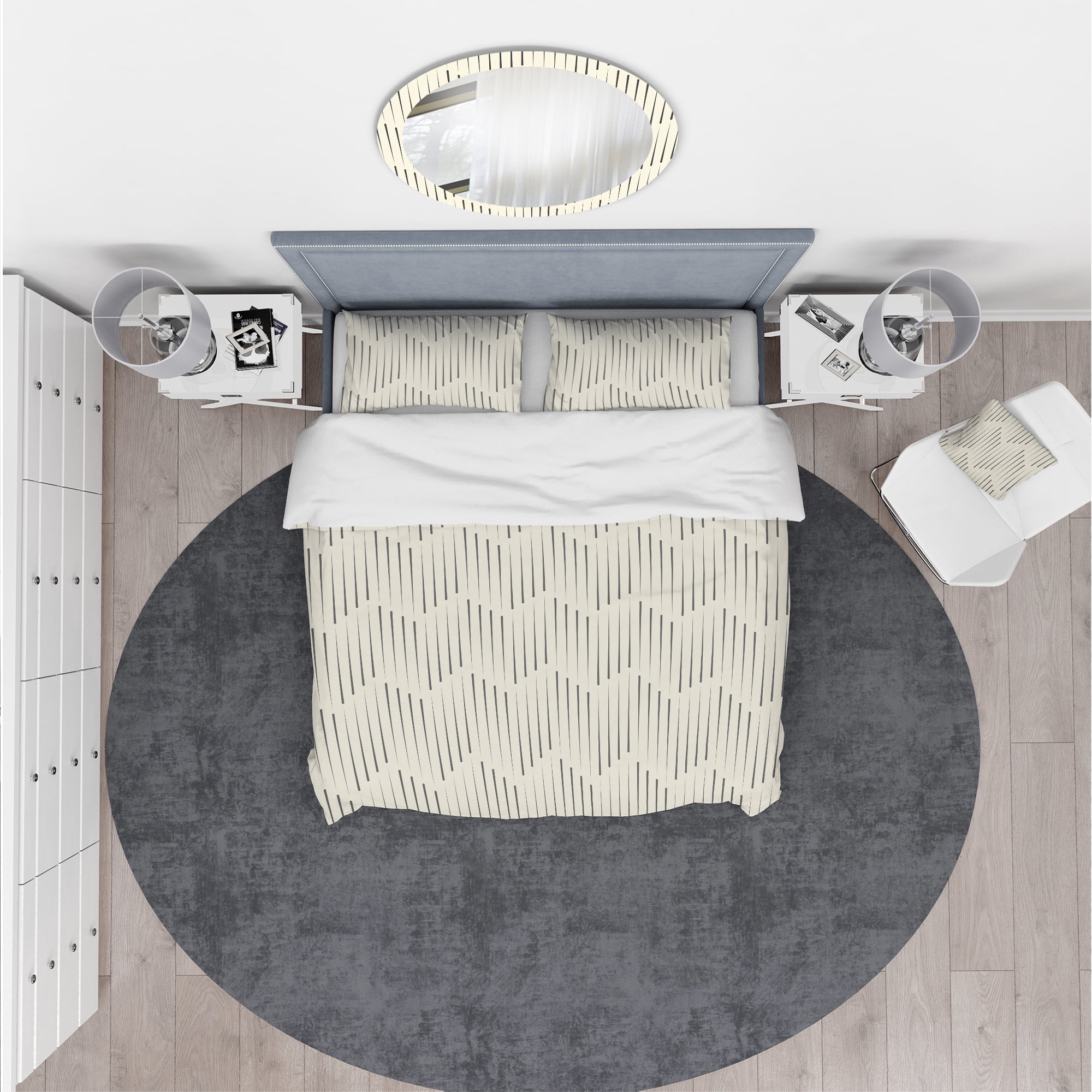 Designart 'Zigzag Background Minimal Striped Design' Scandinavian Duvet Cover Set