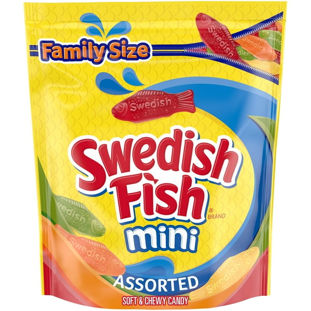 SWEDISH FISH Assorted Mini Soft & Chewy Candy, Family Size, 1.8 lb Bag