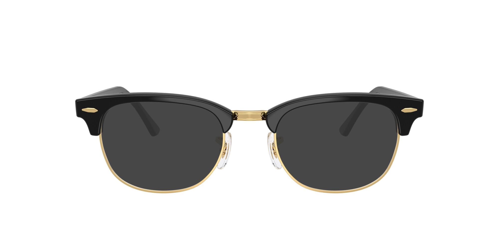 Ray-Ban Clubmaster Optics Glasses, Prescription Eyeglasses with Case, Transparent/Black On Gold, Size 53