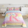 thumbnail image 2 of Homewish Initial R Letter Queen Comforter Set for Girls, Dreamy Galaxy Stars Rainbow Bedding Sets, Cute Princess Style Reversible Bedding Comforter Set, Luxury Bedroom Decor, 3-Piece, 2 of 8