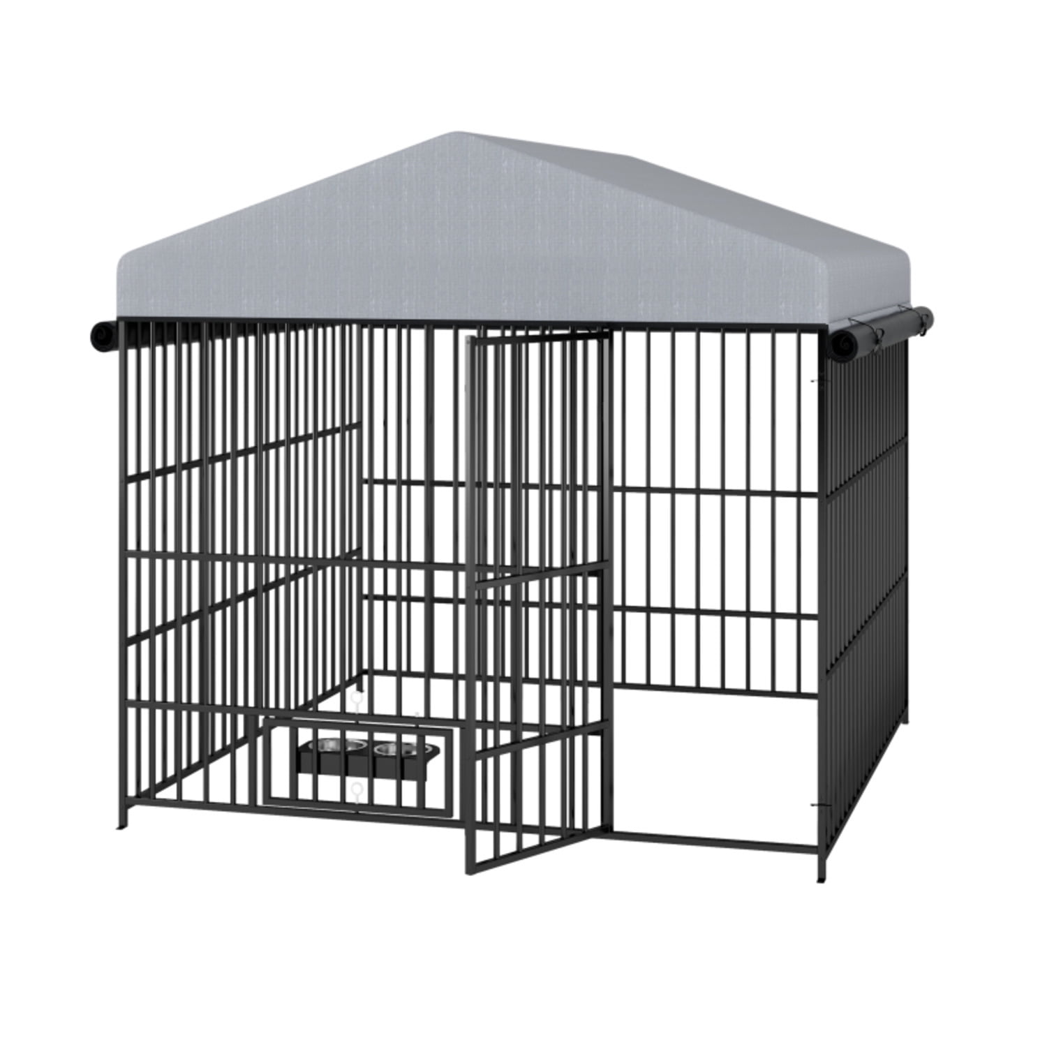 BOFANG Upgraded Lockable Dog Kennel with Waterproof Roof & Bowls