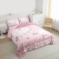 thumbnail image 3 of Homewish Romantic Love Heart Full Size Comforter Sets, Fashion Glitter Diamond Bedding Comforter Set, Pink Sequin Print Reversible Bedding Sets, Luxury Bedroom Decor, 3 Pieces, 3 of 8