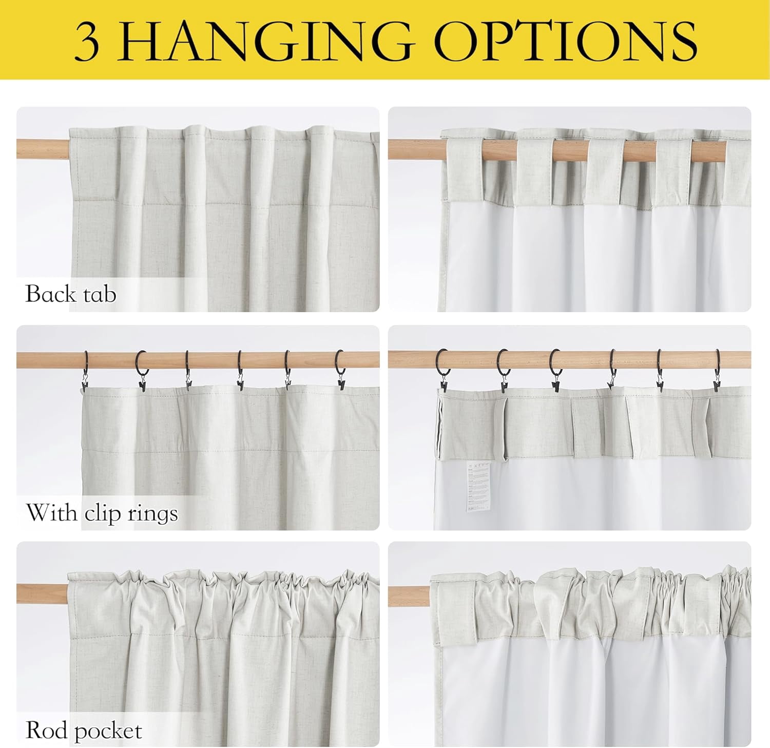 NICETOWN Blackout Linen Curtains Privacy Thermal Insulated Noise Reducing Drapes, W52 x L84, Set of 2, Ivory