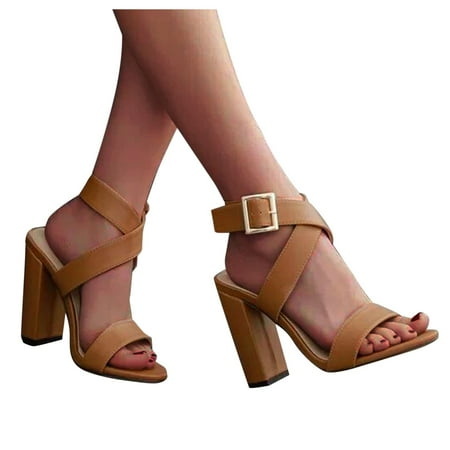 

Vedolay Pumps For Prom Womens Ankle Strap Platform Round Toe Stiletto High Heel Shoes Brown 6.5