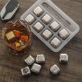 thumbnail image 2 of 4 Juego de regalo de piedra para whisky, pinzas para hielo reutilizables para cubo de hielo de acero inoxidable, 2 of 5