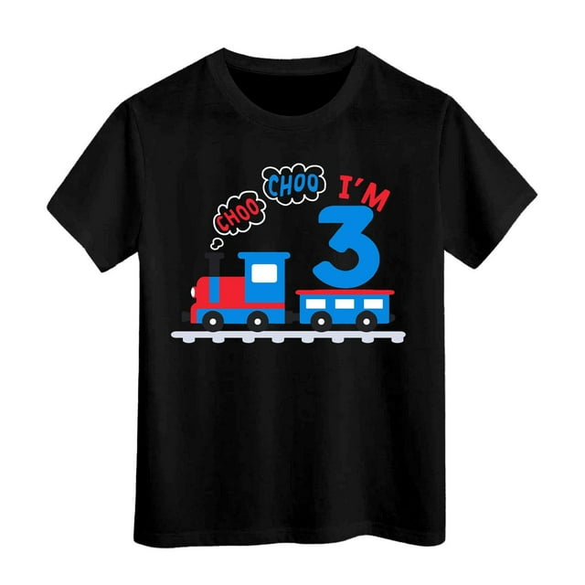 TAIAOJING T-Shirts Polyvalents Garçon Fille, Imprimé de Train de Dessin Animé, Manches Courtes, Col Rond, T-Shirts Stylés, Haut Décontracté pour Tout-Petit à Adolescent, Coupe Décontractée, Léger, Tenue Quotidienne