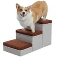 thumbnail image 6 of PAWZ Road Pet Stairs 3-Step Dog Ramp Ladder with Storage Boxes Folding Cat Dog Ramp for High Bed Couches,Brown, 6 of 10