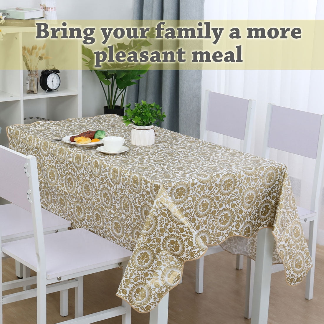 Unique Bargains Vinyl Rectangle Table Cover Turntable Floral Tablecloth 54" x 71"