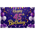 thumbnail image 7 of Glamorous Purple Themed 45th Birthday Banner with Balloons Stars and Gifts Party Backdrop Decor for Birthday Party Celebrations Photography Props Decorations, 7 of 7