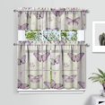 thumbnail image 2 of Kitchen Curtains 36 Inch Short - 3 Panel Set with Colorful Butterfly Floral Pattern, Rod Pocket Window Curtain, 100% Polyester for Butterfly Lovers, Farmhouse, Kitchen, Bedroom, Easy Wash, 2 of 6