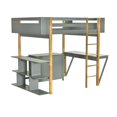 thumbnail image 6 of Loft Bed with Built-in Storage Cabinet and Cubes, Foldable Desk, Wooden Loft Beds Frame with Stylish Design, Wood High Loft Beds with Ladder(Gray, Full), 6 of 9