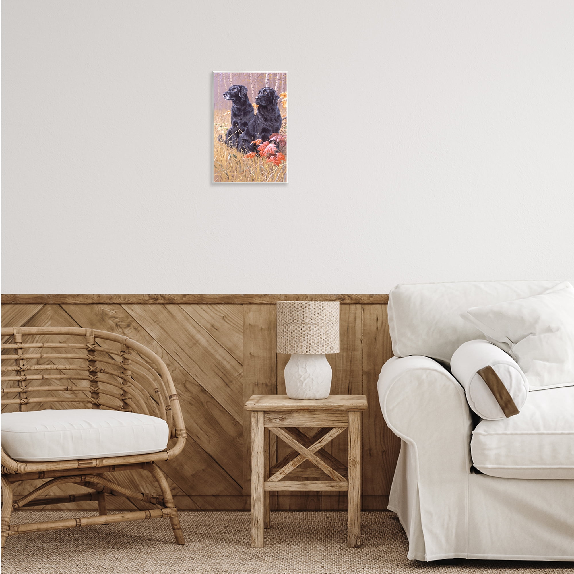 Stupell Industries Autumnal Black Dogs Animals Painting Unframed Art Print Wall Art, 10 x 15