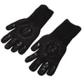thumbnail image 2 of Guantes de barbacoa ignífugos de 800 °C, resistentes al calor, de silicona de doble cara, grandes, para horno y barbacoa, color negro, 2 of 14