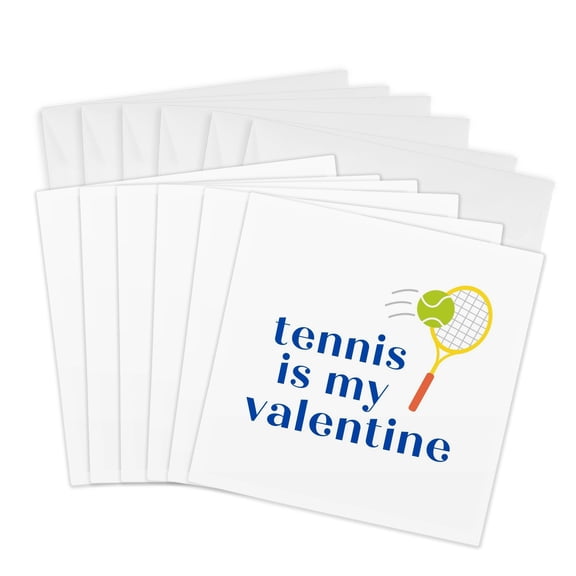 3drose, Tennis Is My Valentine, 6 Greeting Cards with Envelopes