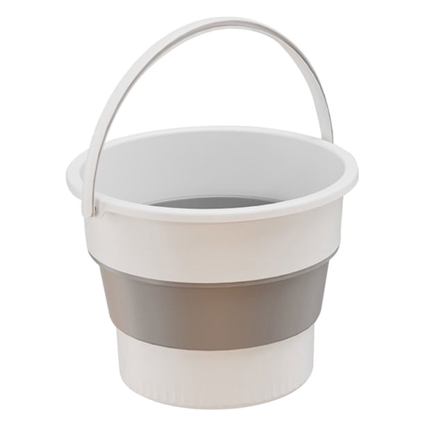Cubo de almacenamiento de agua portátil plegable de 10 litros para viajes en casa () Blanco Gris