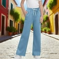 thumbnail image 3 of Fmbrln Girls Sweatpants Baggy Drawstring Elastic Waist Straight Wide Leg Sweatpants Fashion Comfy Joggers Pants with Pockets, Sizes 4-15Y, 3 of 5