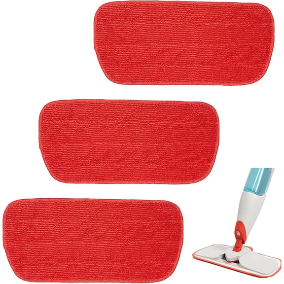 OXO Good Grips Spray Mop Replacement Pads, 3 Pack Microfiber Reusable Washable Cleaning Pads, Red