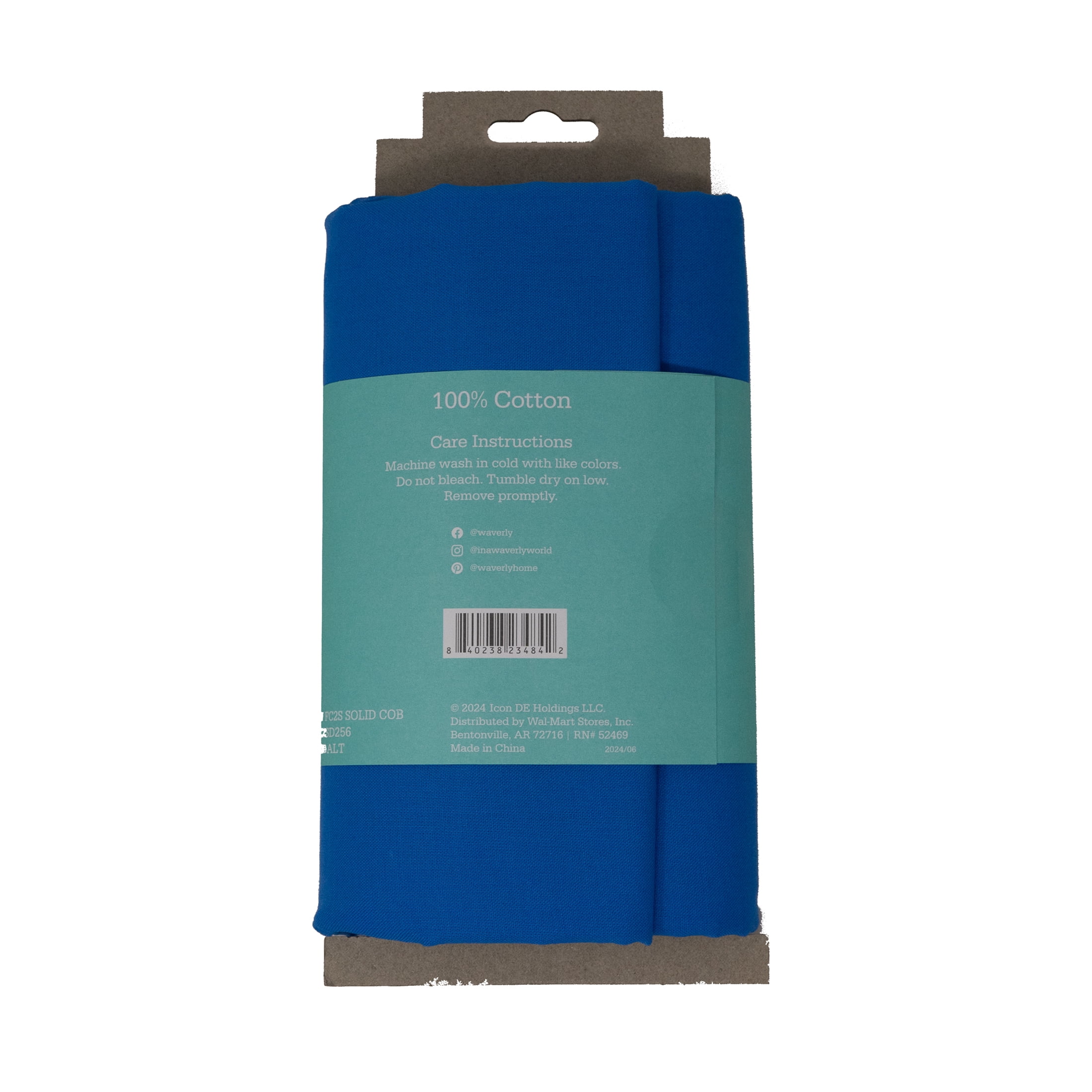 Waverly Inspirations 2 Yard Cut 100% Cotton Solids Fabric, Cobalt, 44" Wide for Quilting & Sewing