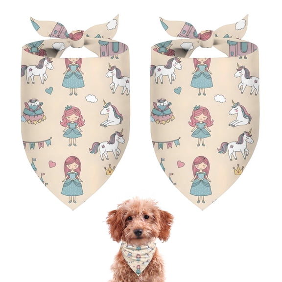 Dog Bandana 2 Pack,Beige Princess Carriage Pattern Bandanas for Dogs,Cat Bandana,Small/ Large Dog Bandana 2 Size,Dog Bandanas