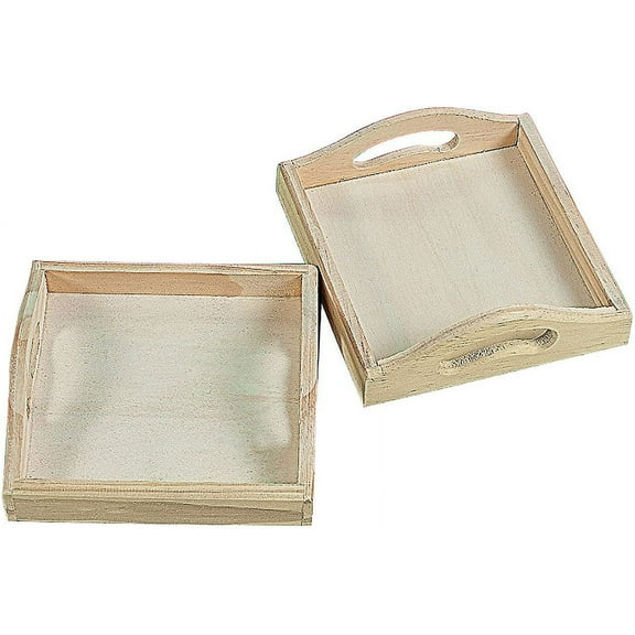 Fun Express 12 Pieces DIY Mini Wood Trays, Unfinished Wood Tray, Paintable Crafts Supplies, Craft Kits