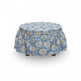 thumbnail image 3 of Floral Ottoman Cover, Happy Pastel Daisy Flowers, 2 Piece Slipcover Set with Ruffle Skirt for Square Round Cube Footstool Decorative Home Accent, Standard Size, Mustard Pale Sky Blue, by Ambesonne, 3 of 5