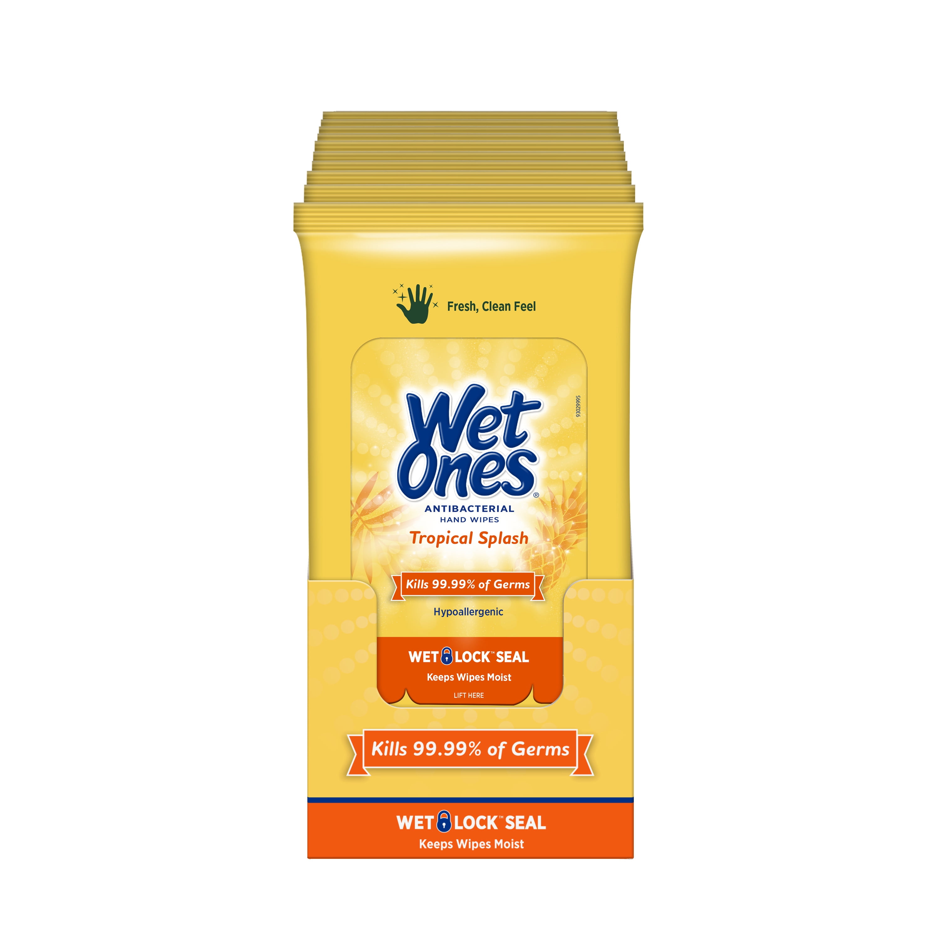 (10 Pk) Wet Ones Antibacterial Hand Wipes Trvl Pk, Tropical Splash, 20 Ct