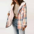 thumbnail image 4 of Baqcunre Womens Winter Coats Women's Plaid Fashion Casual Long Sleeve Pocket Button Plush Hooded Coat Fleece Jacket Fall Outfits Pink XXL, 4 of 4