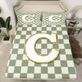 thumbnail image 2 of Castle Fairy Glitter Alphabet C Girl 4 Pieces Queen Sheet Sets,Geometric Grid Ultra Soft Flat Sheet,Green Golden Queen Fitted Sheet,Ultra Soft Home Decor, 2 of 7
