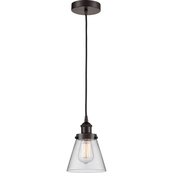 616-1PH-OB-G62 Innovations Lighting Cone - 1 Light Mini Pendant In Industrial Style-8 Inches Tall and 6 Inches Wide-Oil Rubbed Bronze Finish-Clear